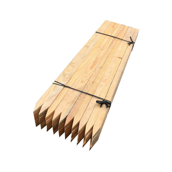 1/2" X 2 X 48" Wooden Lath 50/Bundle (BN)  Durable, long-lasting stakes are cut from pine. Points are saw-formed to ensure all sides are equal so stakes drive straight. Wooden stakes milled in the USA, smooth finish with minimal knots. 