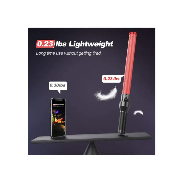 21" Safety Lighted Traffic Wand is lightweight boasting a feather like .23 lbs
