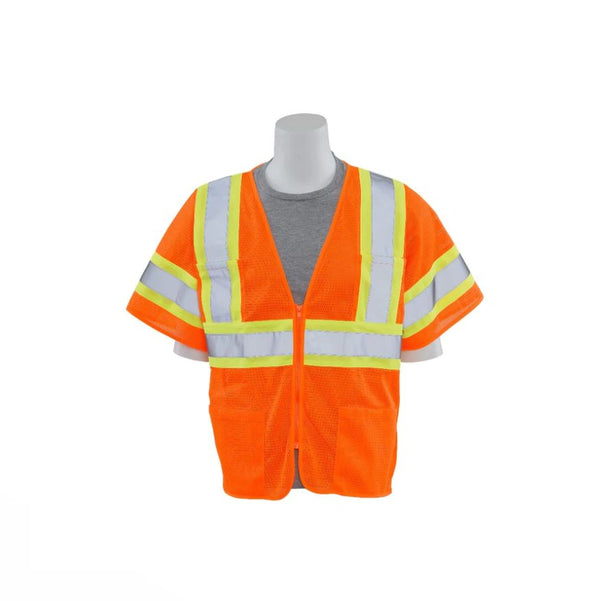 Dealer Supply Safety Vest with Sleeves, Zipper and Pockets CL3, 2XL, Orange
