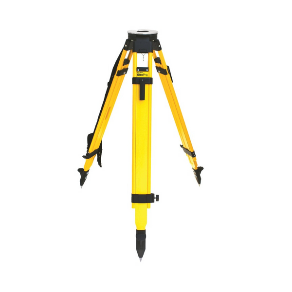 SitePro Heavy Duty Fiberglass Dual Lock/Clamp tripod The SiteMax HVFG20-DC is a heavy duty wood-fiberglass tripod with dual clamp design- both quick clamp and wing screw. Large round flat head is precision machined. Black hardware - metal hardware is powder coated for wear-resistance. Replaceable shoe points.