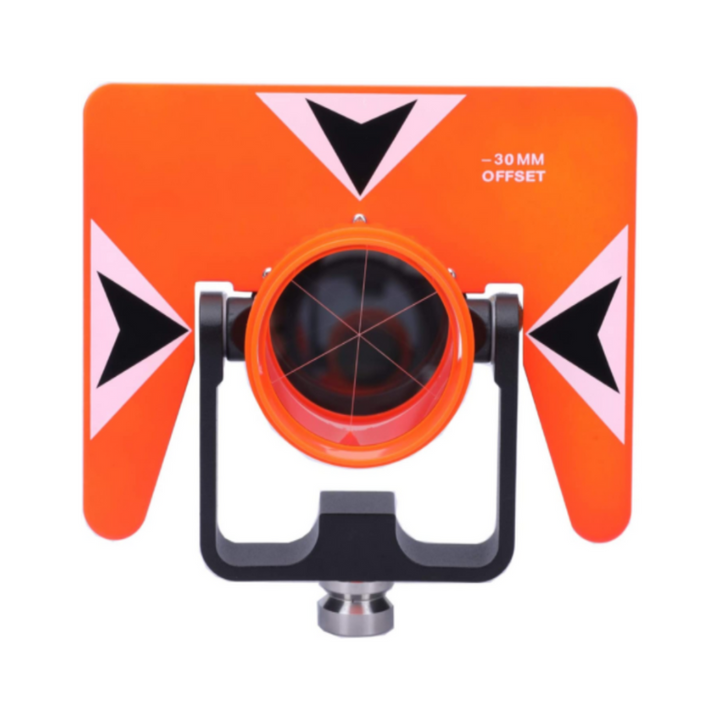 TSI Single Prism in Orange Rear Locking Economy Prism Systems This prism assembly allows the user to quickly adjust the tilting target from behind the prism as it is pointing to the instrument to allow accurate sighting. The targets are 5½ in. x 7 in. and are available in either florescent orange or florescent yellow.