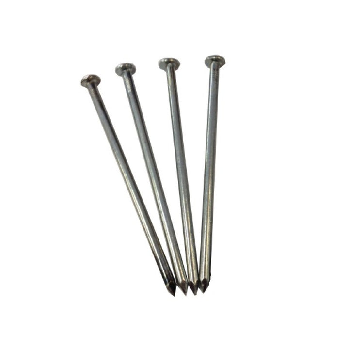 Bright common nail are used for driving stake chasers into hard material. With 1/2" circular head and 1/4" Shanks.   Most popular nail and versatile style  30lb box of Approximately 500 60d nails Length: 6-inches Flat Head Diamond Point Size: 60D Sold per 30lb box Bright, uncoated steel finish intended for use where corrosion resistance in not required