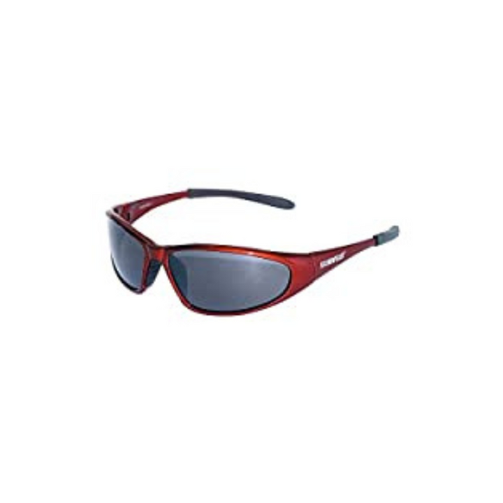 DS Stetson safety glasses - maroon frame with gray lens  100% Nylon Imported Lightweight nylon frame Rubber nose piece & temple inserts or rubberized bayonet temple for secure & comfortable fit Scratch resistant lenses Meets or exceeds ANSI Z87+ Greater than 99% protection from UVA & UVB rays