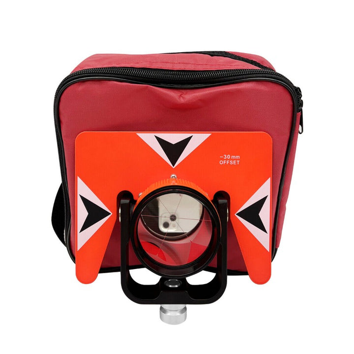 TSI Leica Style Single Prism with Metal Frame with Soft Red Bag It can be used with LEICA Surveying instruments The prism have very thick house With holder and target Protection bag included