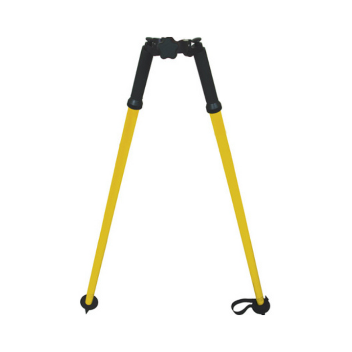 Mini Prism Pole Bipod - Yellow The Geomax Mini Bipod utilizes the same style as the 07-4360 series bipod, but shorter. Fits 1 to 1.25 inch (25.4 to 31.8 mm) diameter poles easily through the side entry head. 1 to 1.25 inch (25.4 to 31.8 mm) diameter poles attach easily through the open clamp 1.5 inch (3.81 cm) outside diameter poles can be loaded through the top Collapses to 25 inches (63.5 cm) and extends to 35 inches (88.9 cm) Replaceable points Type: Aluminum Color: Yellow Style: Thumb Release