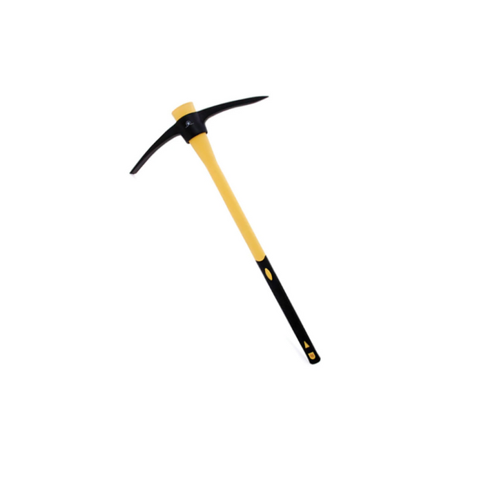 Combo-head design is ideal for breaking up gravel and hardened, dried earth (pointed end) or for use as a hoe when digging in tough soil (flat end). 36-inch durable fiberglass handle is shock absorbent Rubber easy grip for improved handling and control Pick blades cuts through and chews up hard pan soil and rocks